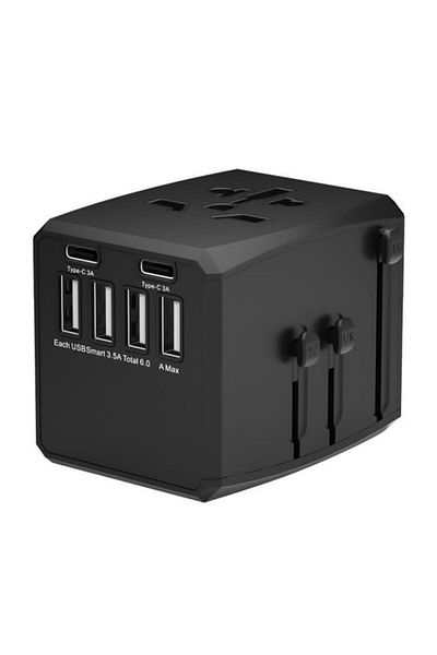 MicroConnect Adapter podróżny World, 4 porty USB A i 2 porty USB C, MC-TRAVELADAPTER1