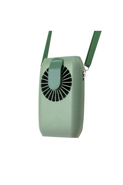 fun zone EHOME Portable Handheld Hanging Neck Fan With Power Bank Green 17cm
