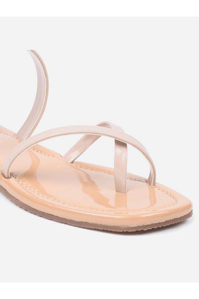 GNIST By Styli Plain Cross Toe Strappy Flat Sandals