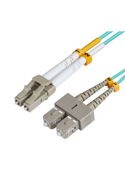 MicroConnect Cablu fibră optică - LC/UPC-SC/UPC 30m OM3 Duplex LSZH Aqua, FIB422030