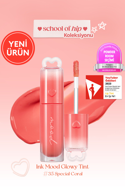 PERIPERA Kalıcı, Pigmentli, Parlak Bitişli Tint Ink Mood Glowy Tint (35 SPECİAL CORAL)