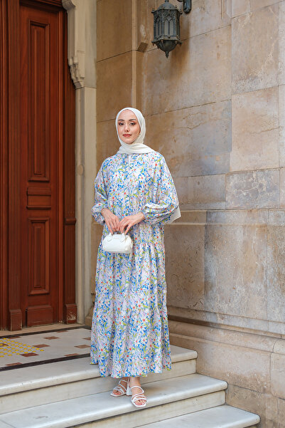 LOCCO Women's Floral Pattern Dress Lilac