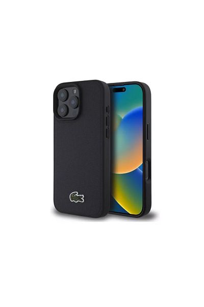 Lacoste iPhone 16 Pro Max back cover, with original logo and leather design, certified by the global brand LACOSTE.