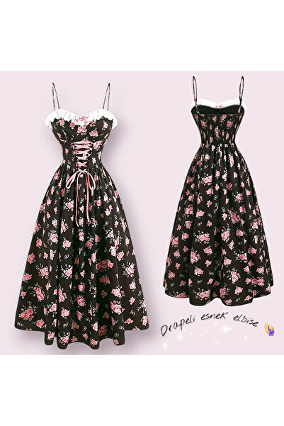 Serashine Fransız esintili drapeli tasarım elbise