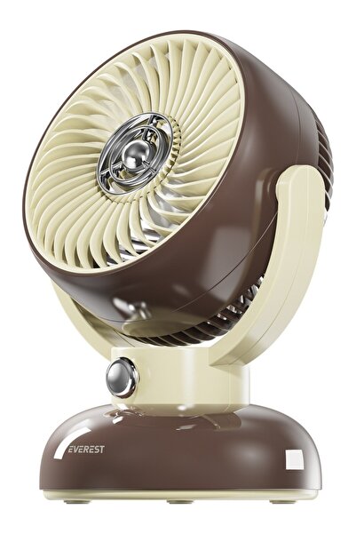 Everest Efn12 Kahve 1200Mah 3 Hız Kademe Led Işıklı Retro Masaüstü Usb Fan