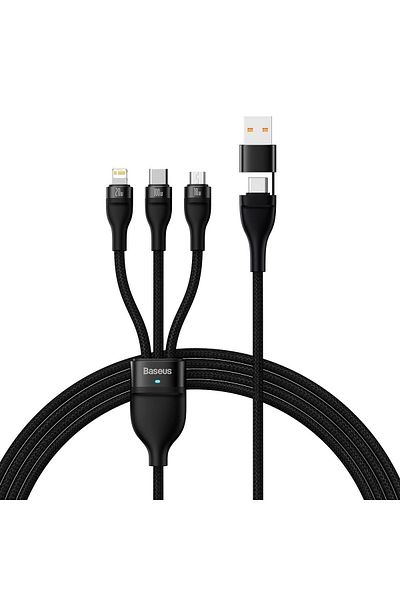 Baseus Kabel przewód 4w1 USB+USB-C do USB-C / iPhone Lightning / micro USB 1.2m - czarny