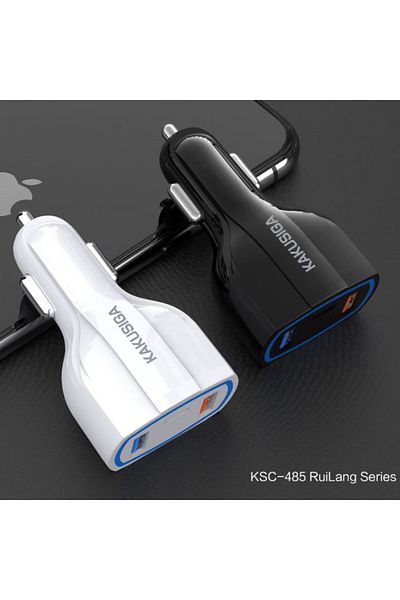 REDz Accessories Adaptor auto KSC-485, tip C și dual USB, încărcare rapidă 20W, alb