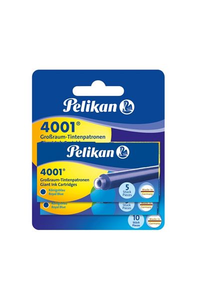 Herlitz 4001 Large Ink Cartridges, Material Plastic, Ink Color Royal Blue, 2x5 Pieces, Blister Pack