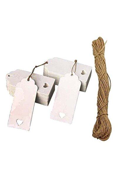 fun zone بطاقات هدايا من ورق كرافت من بريميفاي، 200 قطعة، بخيوط الجوت الطبيعية، لون أبيض/بني