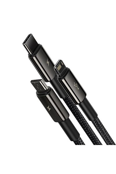 Baseus Cablu USB 3 în 1 USB-C iPhone Lightning microUSB 3.5 A 1.5 m negru