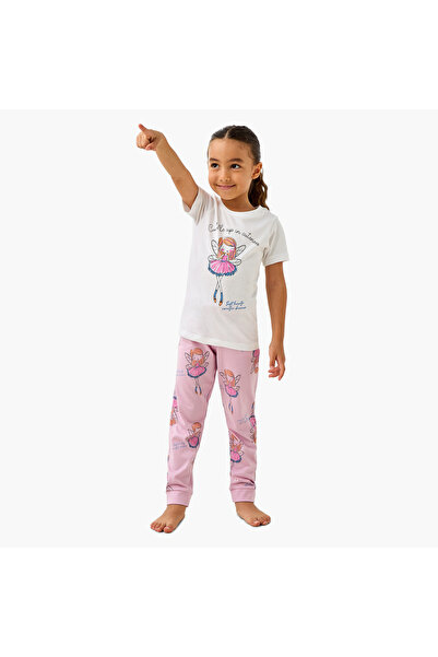 Juniors Ballerina Print T-shirt and Pyjama Set