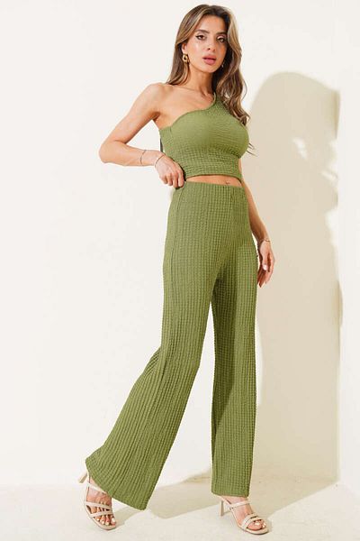 IŞILDA FASHION Women's One Shoulder Wrap Suit