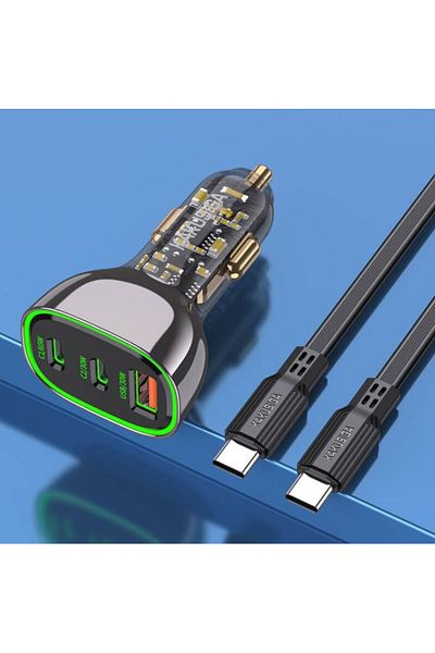 REDz Accessories Set încărcător auto KSC-1057 cu cablu Type-C, încărcare rapidă 125W, negru