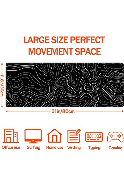 Yelajoy Mouse Pad,High Density High Sensitivity,Strongly Adhering Rubber Non-Slip Base,30x80cm,Black