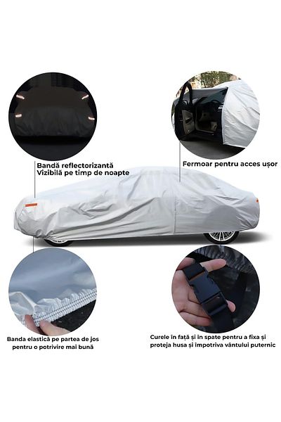 Elindor Premium 6-Layer Car Cover, Waterproof, UV Protection, Universal for Sedan, Size L, 458*178*120CM