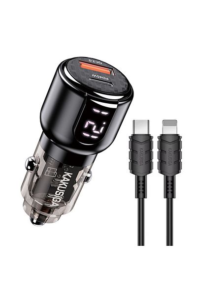 REDz Accessories Set încărcător auto KSC-1174 cu cablu Lightning, încărcare rapidă 75W, negru