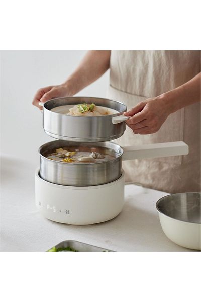 Tradeo Electric Hot Pot with Detachable Stainless Steel Inner Pot, Multi-Function Mini Portable Cooker