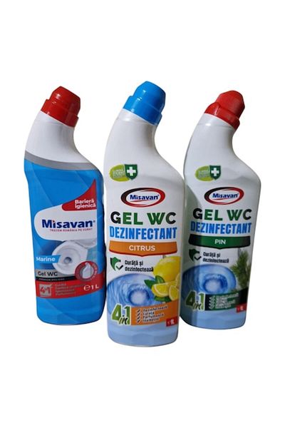 Misavan Pachet 3x Gel WC – Parfum Citrus, Pin si Marine, 750ml