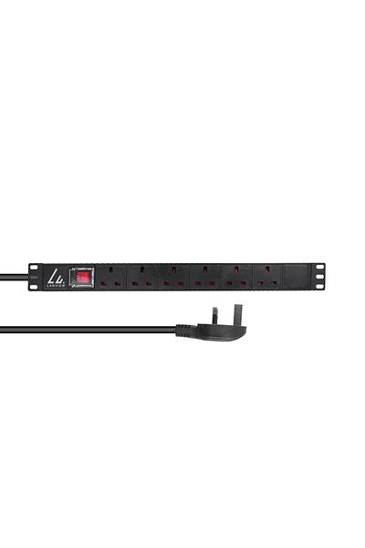 Inna marka Listwa zasilająca Lanview UK, montaż Rack 19", 1U, 13A, 6 gniazd UK, kabel 3m, LVR-3MUK-SW-UK6