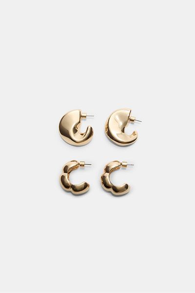 Stradivarius Set of 2 pairs of textured earrings