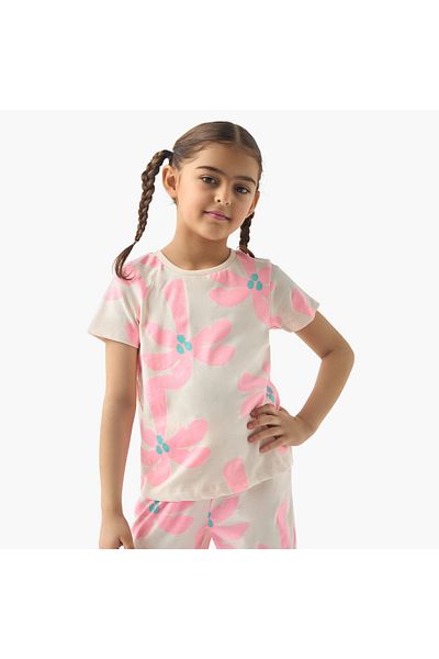 Juniors All-Over Floral Print T-shirt and Shorts Set
