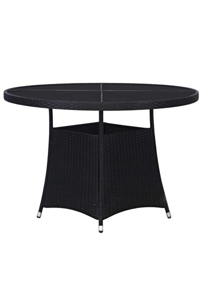 vidaxl طاولة حديقة سوداء Ø110x74 سم من البولي راتان