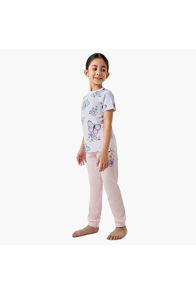 Juniors Butterfly Print T-shirt and Pyjama Set
