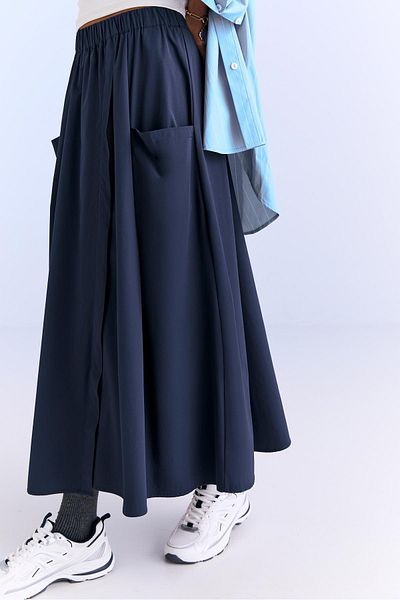 Stradivarius Loose-fitting midi skirt with pockets