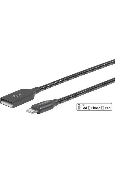 Inna marka Kabel eSTUFF Lightning MFI 0,5m, stalowy, wzmocniony, oplot bez plątania, szary gunmetal, ES601065