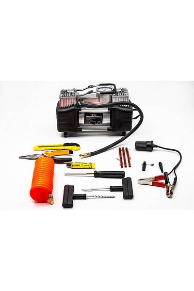 Biki Heavy Duty Dual Cylinder Air Compressor - 150 PSI, DC 12V, Fast and Simple for Outdoor Use