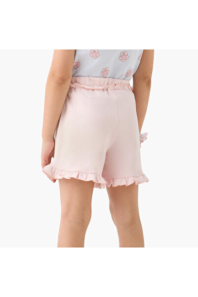 Juniors Solid Shorts with Elasticated Waistband and Frill Detail