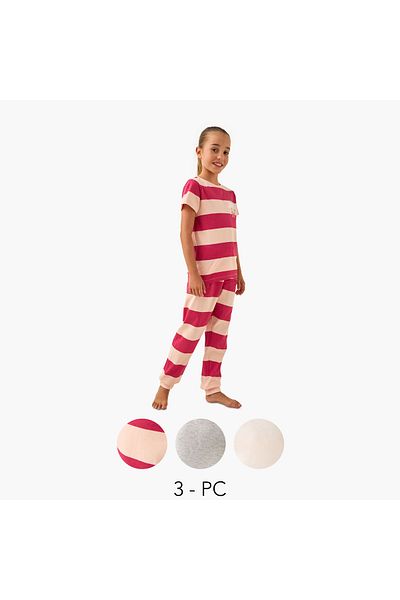 Juniors Printed T-shirts and Pyjamas - Set of 3