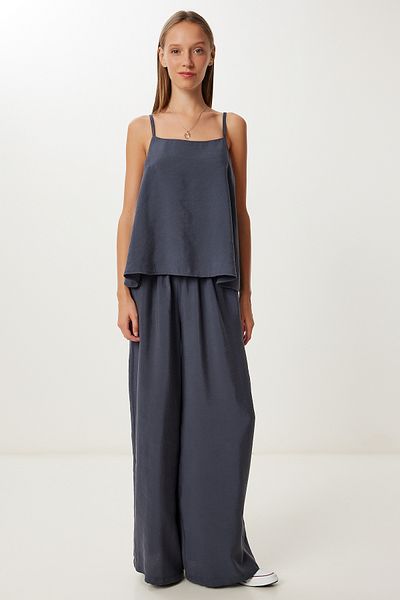 Lovelyİstanbul Modal Blouse Pants Suit with Strap Lmc0065 Anthracite