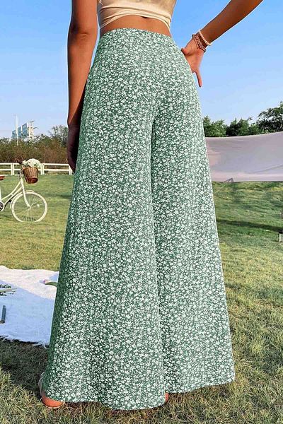 Merry See Pantaloni țesuți cu talie înaltă cu model floral