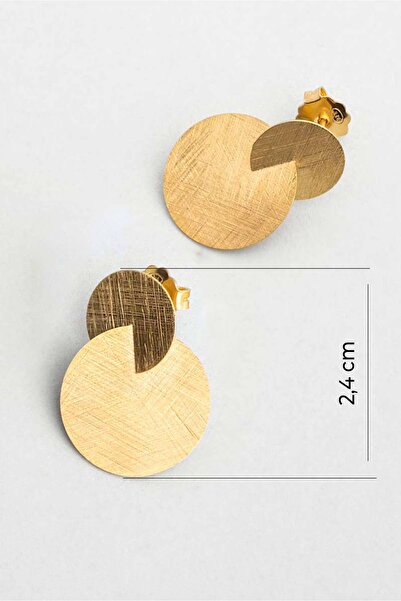 So CHIC... Kızıl Kum 18 Ayar Sarı Altın Kaplama Gümüş Tasarım Küpe