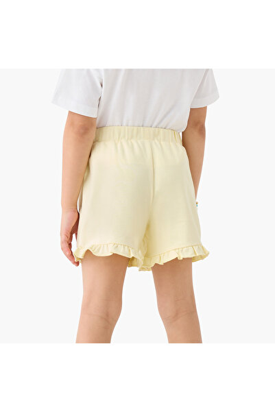 Juniors Solid Shorts with Elasticated Waistband and Frill Detail