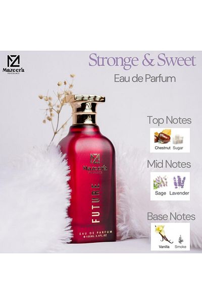 Mazeeŕa 𝑭𝒖𝒕𝒖𝒓𝒆 | Unisex Strong & Sweet Eau de Parfum | 100ml (3.4 FL.OZ) | 12+ Hours Longevity