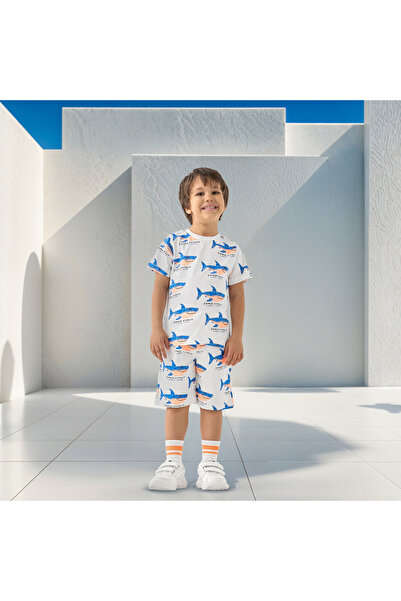 Juniors Shark Print Shorts with Drawstring Closure and Pockets