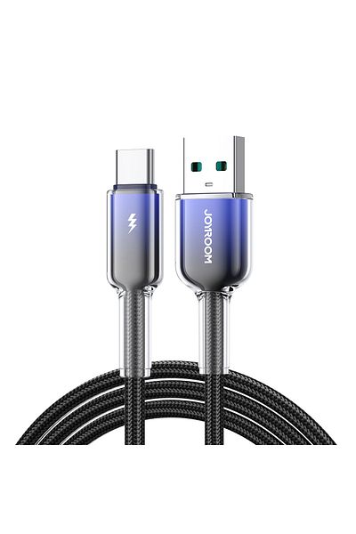 Joyroom Cablu USB-A - USB-C Crystal-Clear seria 3A, 1,2 m, negru