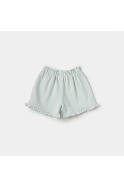 Juniors Solid Shorts with Ruffle Hem and Elasticated Waistband