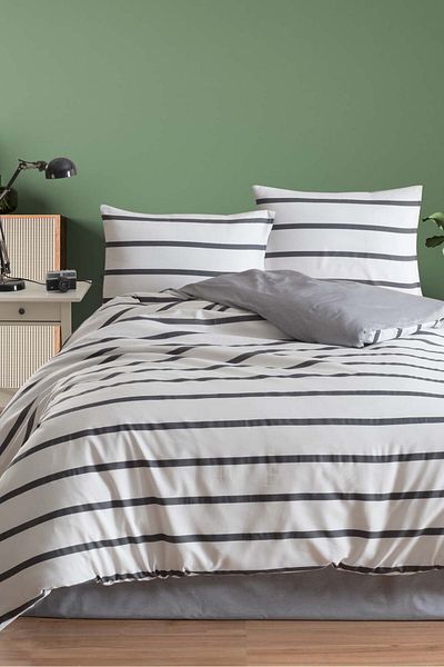 Eponj Home Easy-Iron Duvet Cover Set Double Randing Striped Black