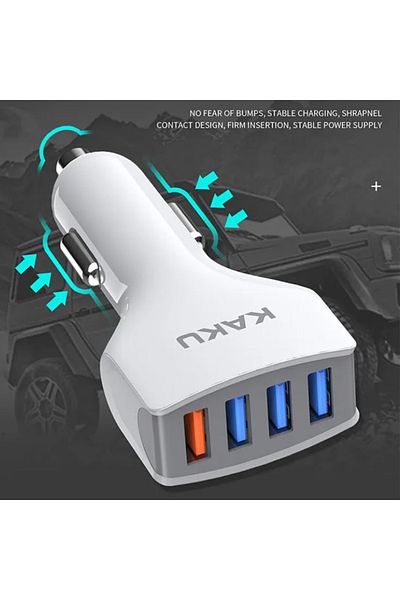 REDz Accessories Adaptor auto cu 4 porturi USB, KSC-484, încărcare rapidă 20W, alb