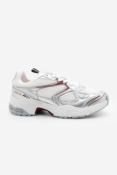 Marjin Pantofi de damă, cu talpă groasă, cu șireturi, cu detaliu din plasă, pantofi sport Sargen Claret Red