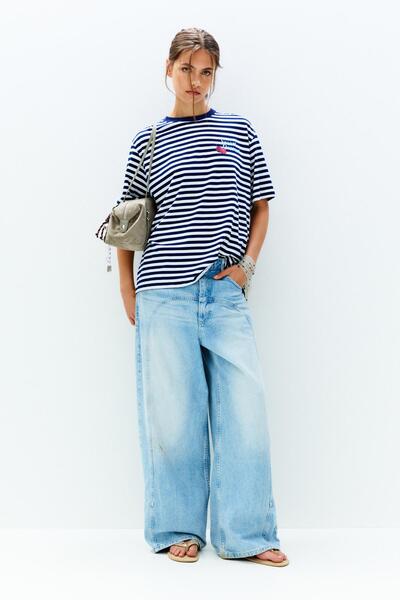 Pull & Bear Çizgili kirazlı tişört