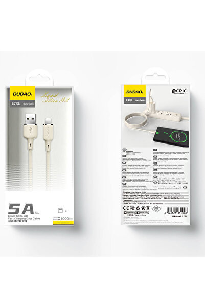 DUDAO Cablu iPhone ranforsat SR USB-A - Lightning 5A 1m bej