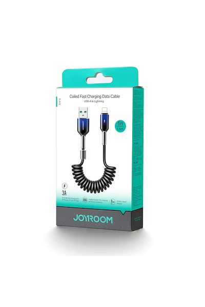 Joyroom Cablu spiralat USB-A - iPhone Lightning Crystal-Clear seria 3A 1,5 m - Negru