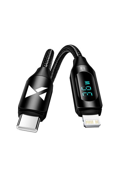 WOZINSKY Cablu iPhone USB-C - Lightning cu afișaj LED 36W 1m Negru