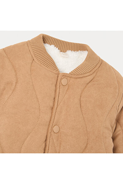 giggles Quilted Jacket with Snap Button Closure and Long Sleeves