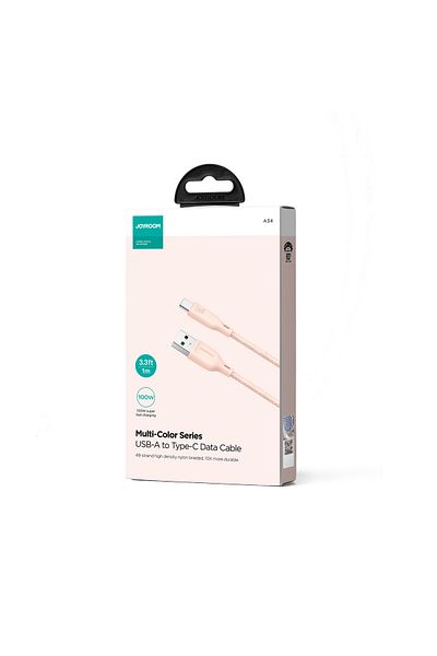 Joyroom Kabel przewód Multi-Color Series USB-A - USB-C 100W szybki transfer 1m różowy