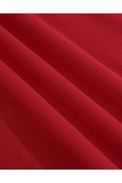 herkesemoda Hooded Sweatshirt with Vertical Lettering Detail Red